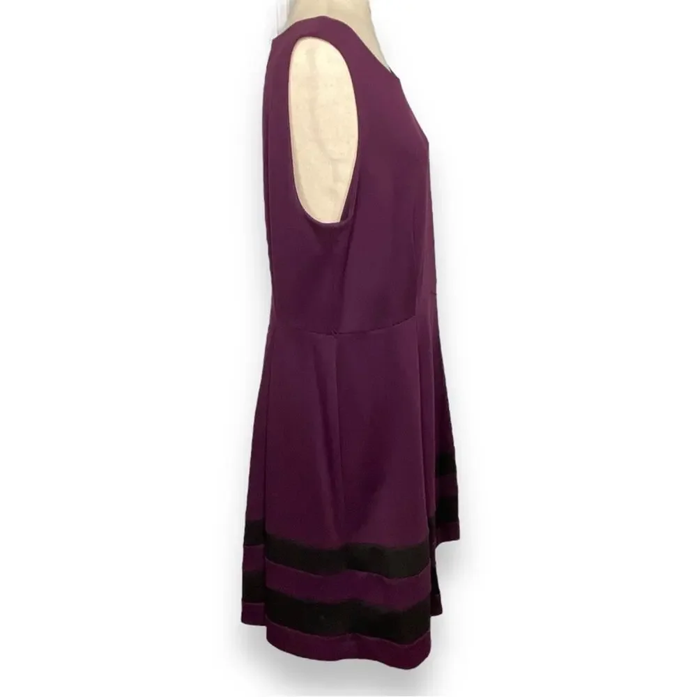Calvin Klein A-Line Pleated Sleeveless Dress In Plum Women’s Size 16 - Picture 2 of 6